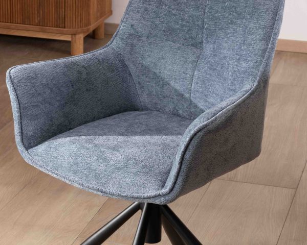 Lote de 2 sillas giratorias de tela azul y patas de metal «Ewing»