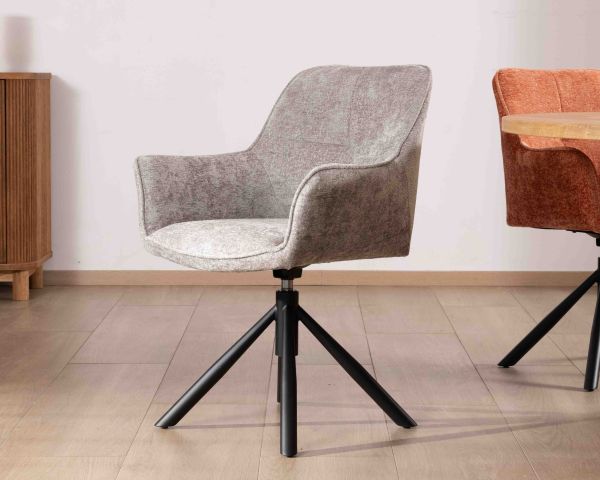 Lote de 2 sillas giratorias de tela gris claro y patas de metal «Ewing»