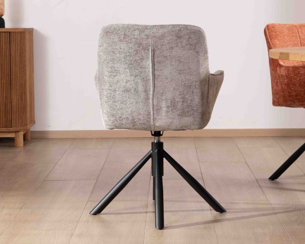 Lote de 2 sillas giratorias de tela gris claro y patas de metal «Ewing»