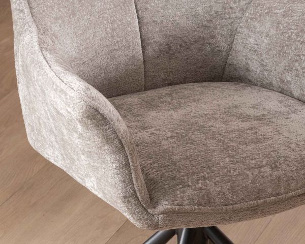 Lote de 2 sillas giratorias de tela gris claro y patas de metal «Ewing»