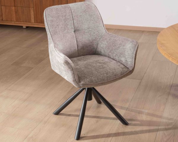 Lote de 2 sillas giratorias de tela gris claro y patas de metal «Ewing»