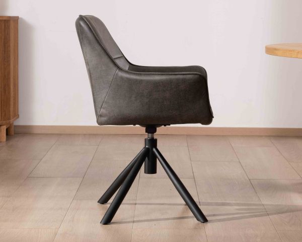 Lote de 2 sillas envolventes con base giratoria «Ritchey», de microfibra gris