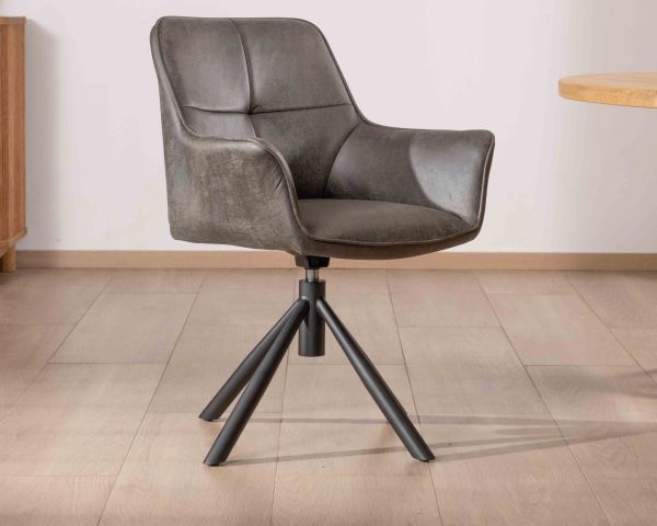 Lote de 2 sillas envolventes con base giratoria «Ritchey», de microfibra gris
