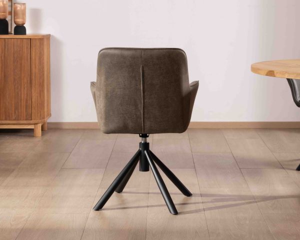Lote de 2 sillas con reposabrazos y base giratoria «Ritchey», en tejido de microfibra de color caqui