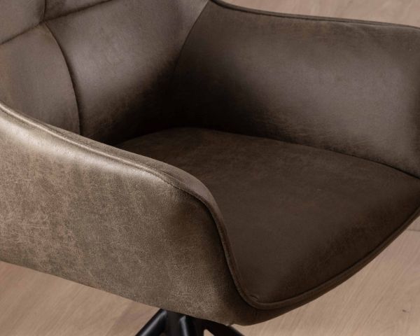 Lote de 2 sillas con reposabrazos y base giratoria «Ritchey», en tejido de microfibra de color caqui