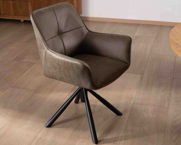 Lote de 2 sillas con reposabrazos y base giratoria «Ritchey», en tejido de microfibra de color caqui