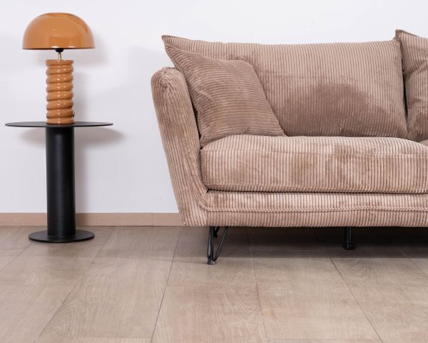 Sofá de 3 plazas de terciopelo acanalado color camel «Hasting»