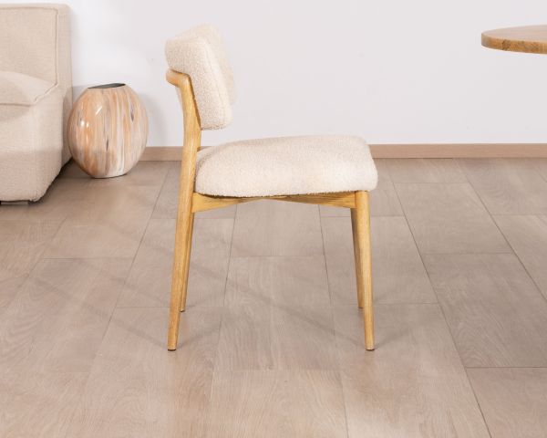 Lote de 2 sillas de estilo escandinavo en fresno natural y tela beige «Isadora»