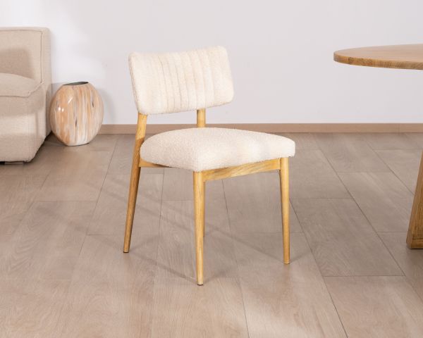 Lote de 2 sillas de estilo escandinavo en fresno natural y tela beige «Isadora»