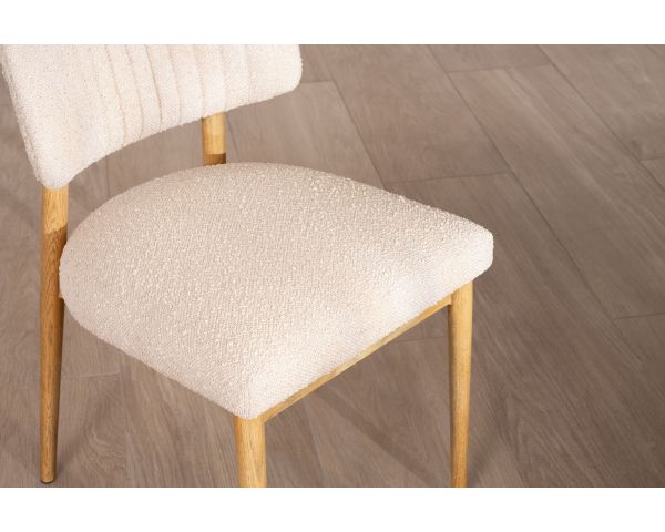 Lote de 2 sillas de estilo escandinavo en fresno natural y tela beige «Isadora»