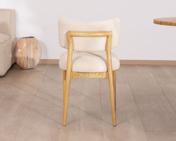 Lote de 2 sillas de estilo escandinavo en fresno natural y tela beige «Isadora»