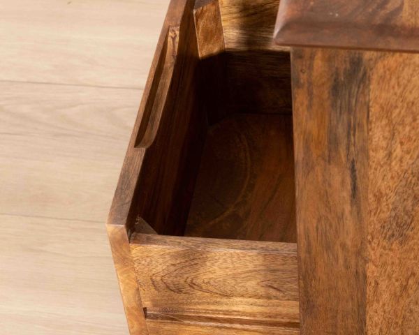 Mueble bajo lavabo suspendido de 90 cm «Bulle» en madera de mango oscuro