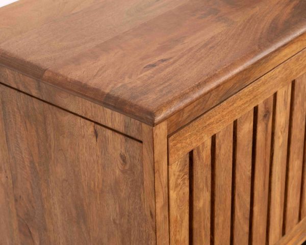 Mueble bajo lavabo suspendido de 90 cm «Bulle» en madera de mango oscuro