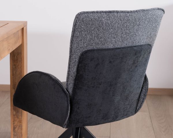 Juego de 2 sillas con reposabrazos de tejido mixto en color antracita «Eddy» con base metálica giratoria