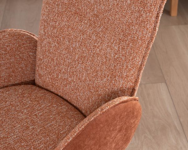 Juego de 2 sillas giratorias «Eddy» con tapizado de tela de doble textura en color terracota y patas de metal