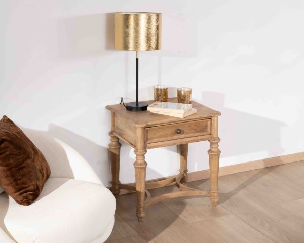 Mesita de noche de madera maciza de mango natural, estilo clásico «Legacy» 
