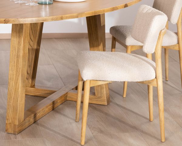 Lote de 2 sillas de estilo escandinavo en fresno natural y tela beige «Isadora»