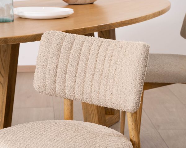 Lote de 2 sillas de estilo escandinavo en fresno natural y tela beige «Isadora»