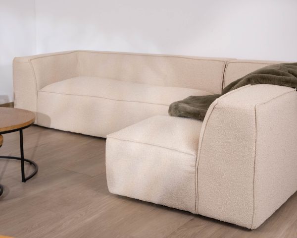 Sofá modular en esquina de tejido bouclé beige «Alcázar»