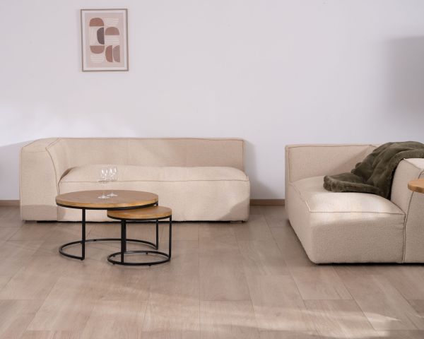 Sofá modular en esquina de tejido bouclé beige «Alcázar»
