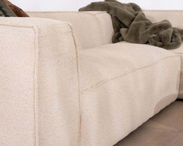 Sofá modular en esquina de tejido bouclé beige «Alcázar»