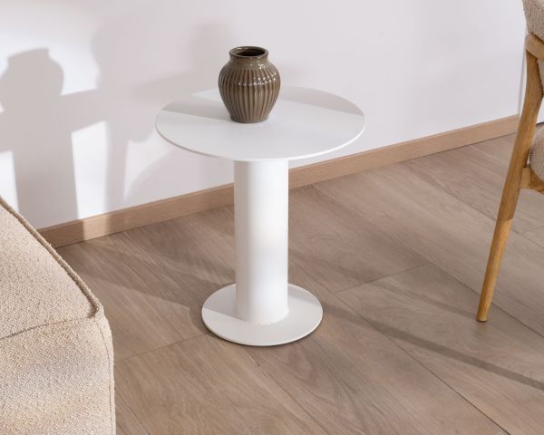 Mesita auxiliar redonda de exterior de aluminio blanco «Nusa Pedina», diámetro 45 cm