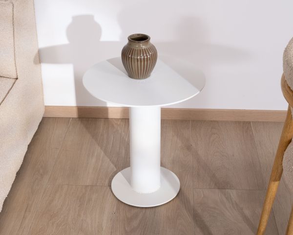 Mesita auxiliar redonda de exterior de aluminio blanco «Nusa Pedina», diámetro 45 cm