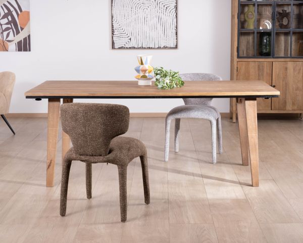 Mesa de comedor extensible de 200 a 280 cm, de madera maciza de mango «Santo», de estilo minimalista