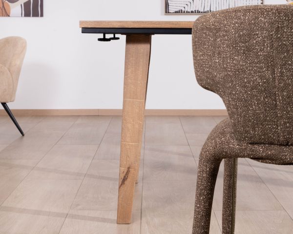 Mesa de comedor extensible de 200 a 280 cm, de madera maciza de mango «Santo», de estilo minimalista