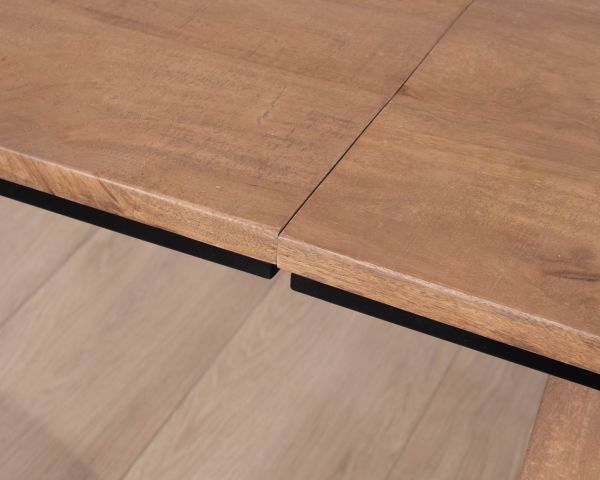 Mesa de comedor extensible de 200 a 280 cm, de madera maciza de mango «Santo», de estilo minimalista