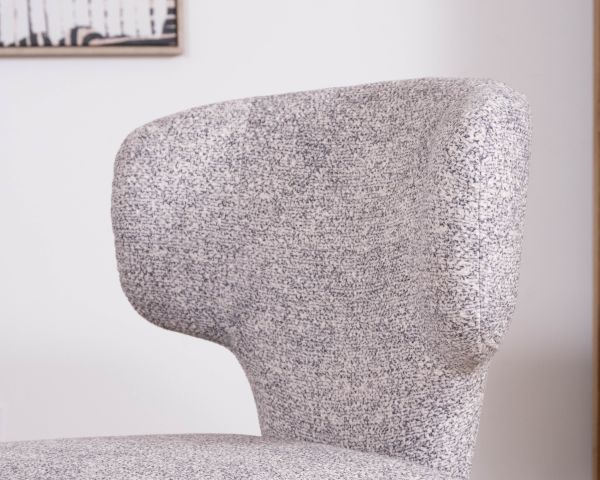 Lote de 2 sillas de comedor contemporáneas «Milano» en tejido jaspeado gris claro con tapizado integral