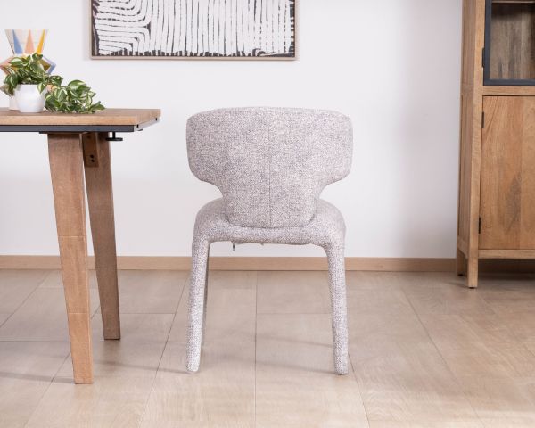 Lote de 2 sillas de comedor contemporáneas «Milano» en tejido jaspeado gris claro con tapizado integral