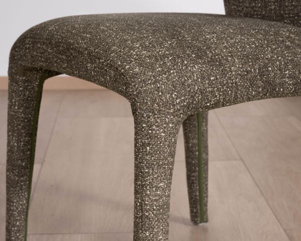 Lote de 2 sillas de comedor con tapizado integral de estilo de diseño «Milano» en tejido jaspeado verde caqui