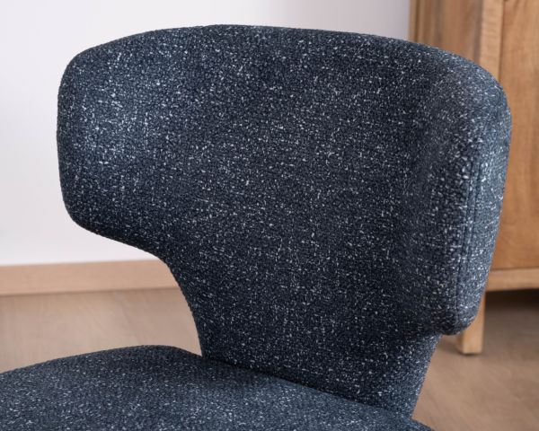 Lote de 2 sillas de comedor de diseño escultural en tela azul oscuro «Milano»