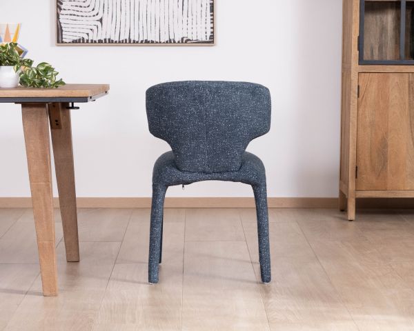 Lote de 2 sillas de comedor de diseño escultural en tela azul oscuro «Milano»