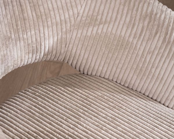 Lote de 2 sillas vintage de terciopelo acanalado en color blanco roto y patas de metal negro «Sonate»