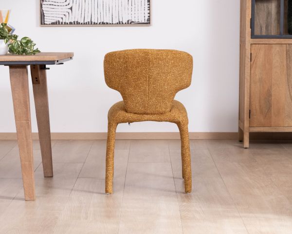 Lote de 2 sillas de comedor de diseño «Milano» con tapizado integral en tela amarillo mostaza