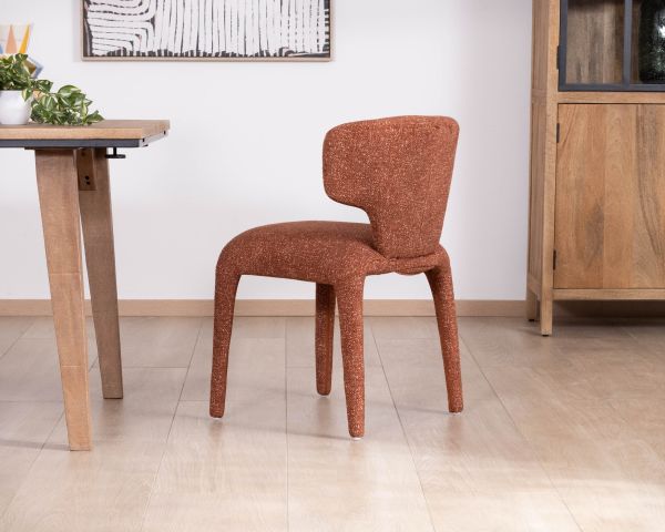 Lote de 2 sillas contemporáneas con tapizado integral en tejido terracota «Milano»