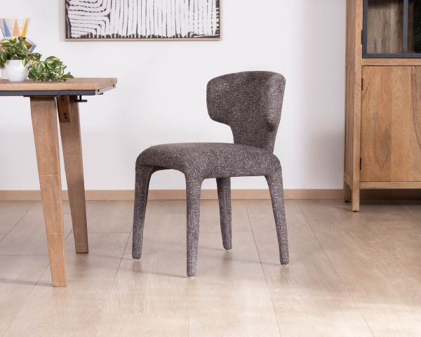Lote de 2 sillas de tela jaspeada en gris oscuro «Milano», con tapizado integral de estilo de diseño