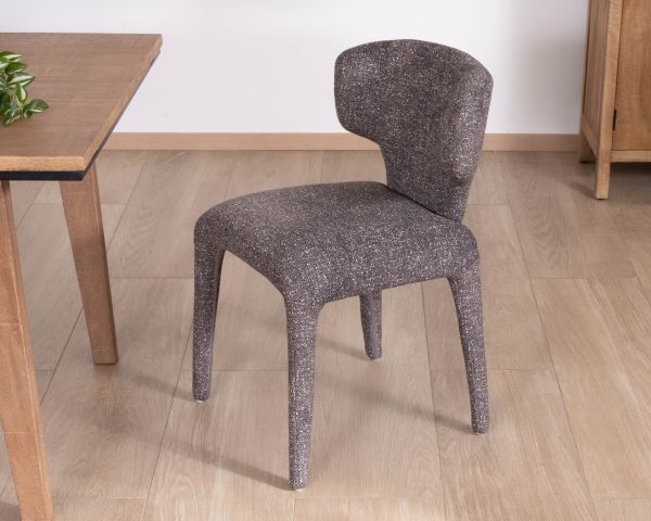 Lote de 2 sillas de tela jaspeada en gris oscuro «Milano», con tapizado integral de estilo de diseño