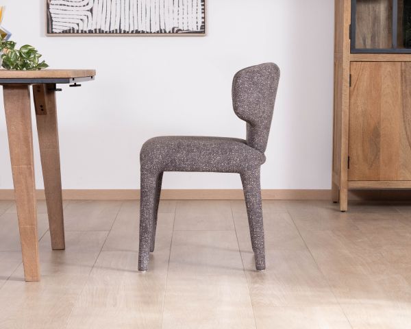 Lote de 2 sillas de tela jaspeada en gris oscuro «Milano», con tapizado integral de estilo de diseño