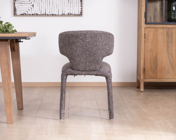 Lote de 2 sillas de tela jaspeada en gris oscuro «Milano», con tapizado integral de estilo de diseño