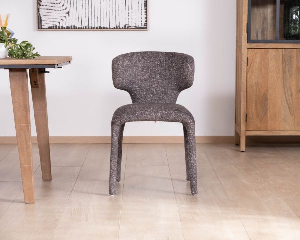 Lote de 2 sillas de tela jaspeada en gris oscuro «Milano», con tapizado integral de estilo de diseño