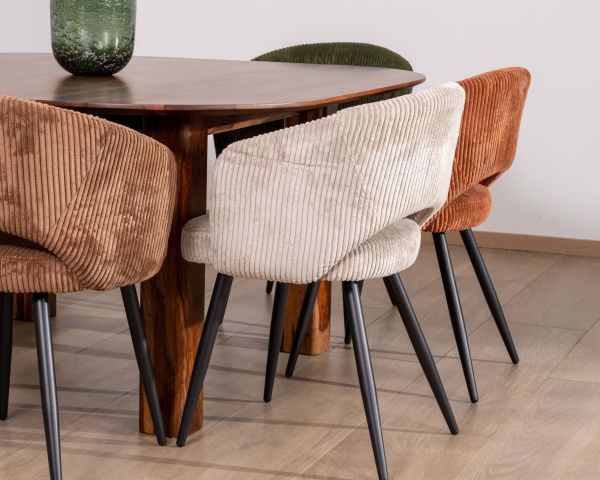 Lote de 2 sillas de comedor de pana antracita con patas de metal negro de estilo vintage «Sonate»