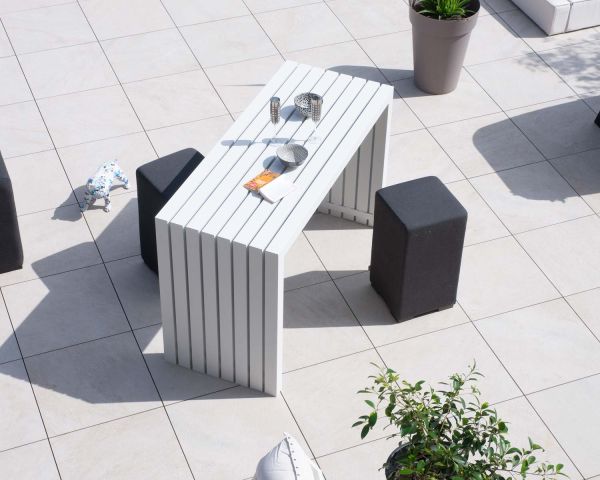 Mesa alta de diseño en aluminio blanco de 160 cm «Java Island»