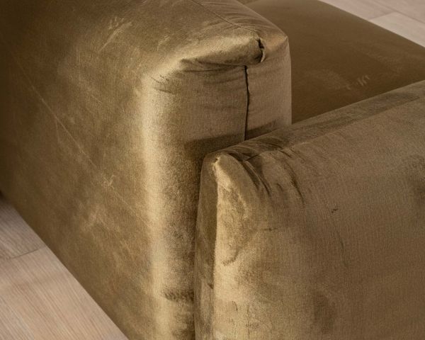Sofá de 3 plazas de tela suave verde caqui «Moon»