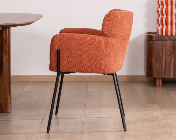 Lote de 2 sillas de comedor de color terracota con patas de metal, estilo vintage «Riméno»