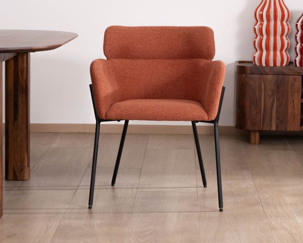 Lote de 2 sillas de comedor de color terracota con patas de metal, estilo vintage «Riméno»