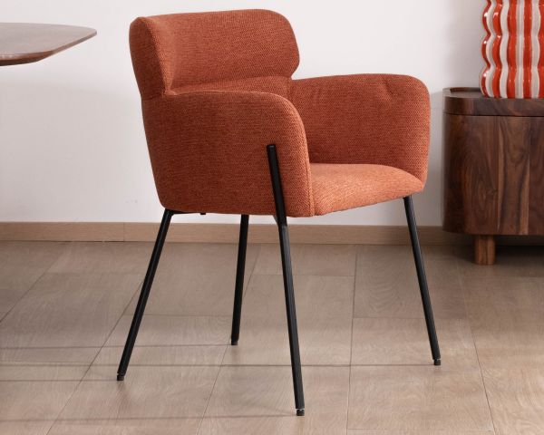 Lote de 2 sillas de comedor de color terracota con patas de metal, estilo vintage «Riméno»