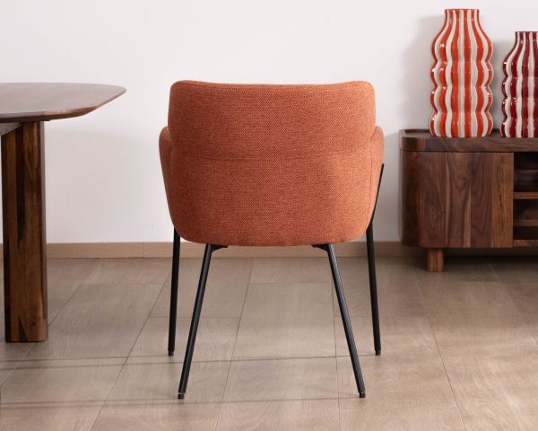 Lote de 2 sillas de comedor de color terracota con patas de metal, estilo vintage «Riméno»
